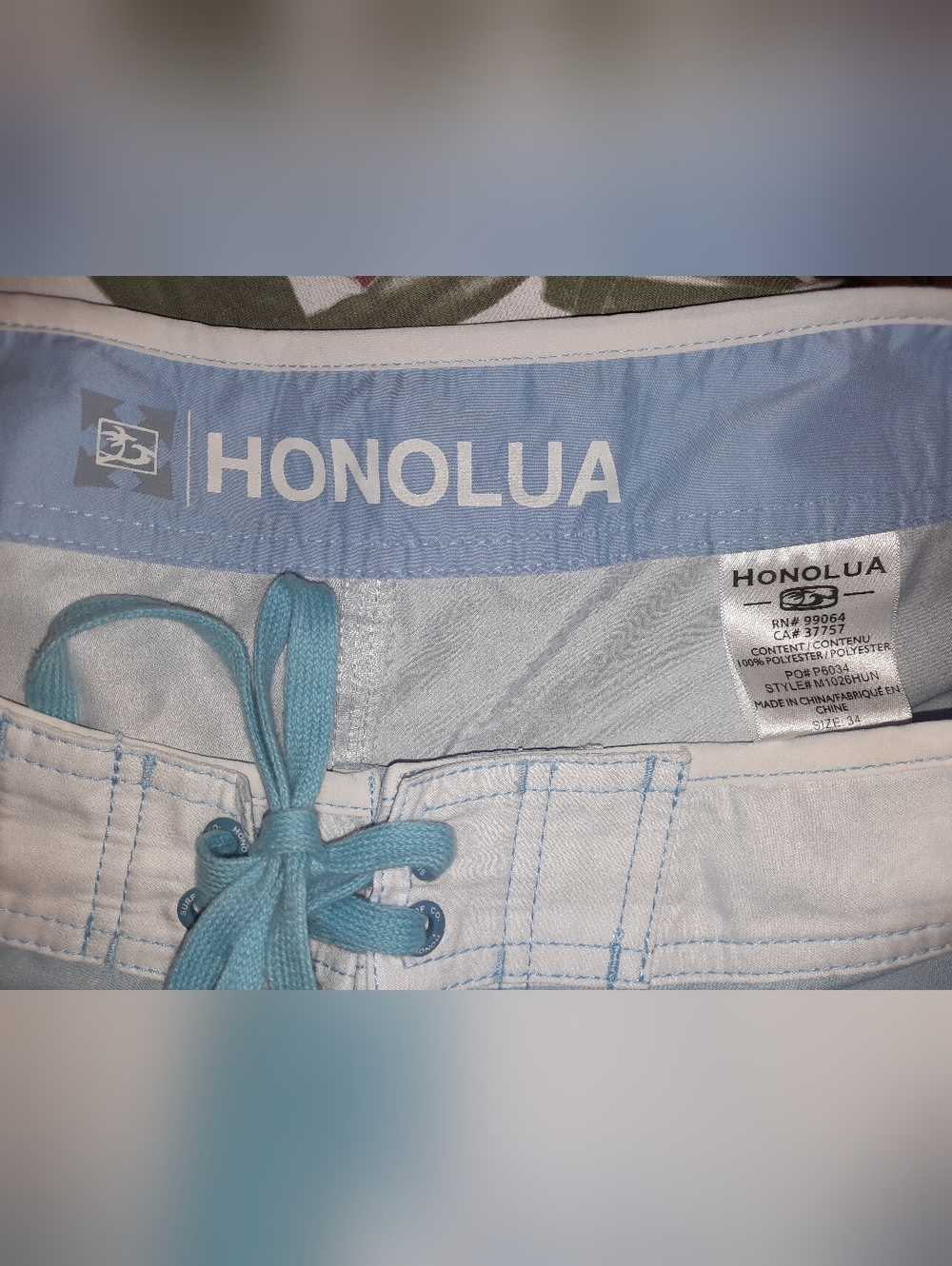 Honolua Aqua Floral Board Shorts with Tropical Print Size 34 EUC - Picture 2 of 5